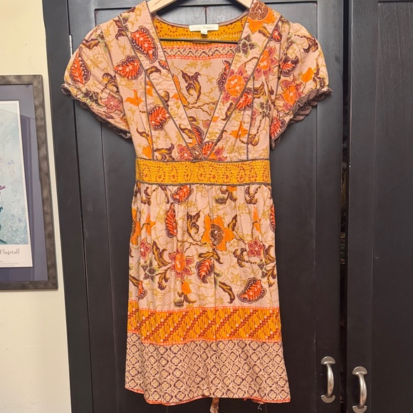 Trinity Tops - Trinity Orange and Brown Floral Tunic